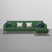 Falco RHS 6 Seater L Shape Sofa Set for Living Room (Green Fabric) Premium Fabric Sofa