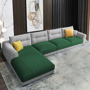 Hazer 6 Seater Sofa Set for Living Room (Green Grey Fabric) Left Side Sofa