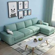 Hudson 5 Seater L Shape Sofa Set for Living Room (Light Green Fabric) Right Side