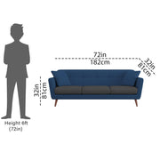 Letty 3 Seater Sofa Set for Living Room (Blue Black Colour) Premium Fabric Sofa