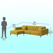 Damian LHS 4 Seater L Shape Sofa Set for Living Room (Yellow Colour Fabric) Premium Fabric Sofa Set for Living Room