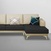 Falco RHS 4 Seater L Shape Sofa Set for Living Room (Cream Black Fabric) Premium Fabric Sofa