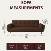 Francois 3 Seater Convertible Sofa Cum Bed for Living Room (Brown Fabric) Premium Fabric Sofa