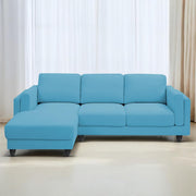 Casaliving Logan RHS 4 Seater L Shape Sofa Set for Living Room (Blue Black Fabric) Premium Fabric Sofa