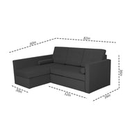 Megan LHS 4 Seater L Shaped Sofa Cum Bed for Living Room (Black Fabric) Premium Fabric Sofa