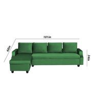 Asper LHS 6 Seater L Shape Sofa Set for Living Room (Green Fabric) Premium Fabric Sofa