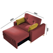 Alfred 1 Seater Sofa Cum Bed Sofa Set for Living Room (Maroon Fabric) Premium Fabric Sofa