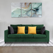 Hazer 3 Seater L Shape Sofa Set for Living Room (Green Fabric) Left Side