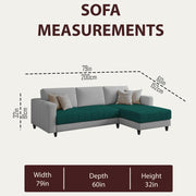 Oslo 4 Seater RHS L Shape Sofa Set for Living Room (Pine Grey Fabric) Premium Fabric Sofa Set for Living Room