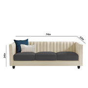 Martine 3 Seater Sofa Set for Living Room (Cream Black Fabric) | Premium Fabric Sofa