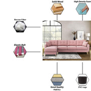 Lizel RHS 6 Seater L Shape Sofa Set with Center Table for Living Room (Pink Fabric) Premium Velvet Fabric Sofa