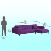 Damian RHS 4 Seater L Shape Sofa Set for Living Room (Purple Colour Fabric) Premium Fabric Sofa Set for Living Room