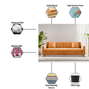 Garcia 3 Seater Sofa Set for Living Room (Blue Black Colour) Premium Fabric Sofa