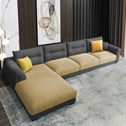 Hazer 6 Seater Sofa Set for Living Room (Black Cream Fabric) Left Side Sofa