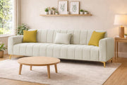 Velour Modern Velvet Sofa, Tufted Design Upholstered 3 Seater Sofa Set for Living Room, (Black Colour) Premium Velvet Fabric Sofa