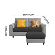 Casaliving Nancy 2 Seater with Ottoman Sofa Set for Living Room (Black Colour) Premium Fabric Sofa Set