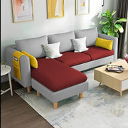 Asser LHS 4 Seater L Shape Sofa Set for Living Room (Maroon Grey) Premium Fabric Sofa