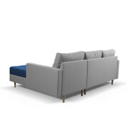 Ashton RHS 4 Seater L Shape Sofa Set with Center Table for Living Room (Blue Grey Fabric) Premium Fabric Sofa