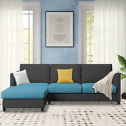 Hanery 4 Seater L Shape Sofa Set for Living Room | Colour - Blue Black