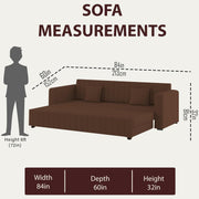 Cameron 3 Seater Sofa Cum Bed for Living Room (Brown Fabric) Premium Fabric Sofa