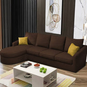 Shrank Round Lounger L Shape 6 Seater Sofa Set for Living Room (Brown) Fabric Sofa | LHS