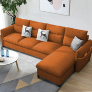 Andon 6 Seater L Shape Sofa Set for Living Room (Black Grey Fabric) Left Side Sofa