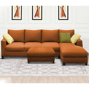 Rihan 8 Seater L Shape Sofa Set with Ottoman for Living Room (Orange Fabric) Right Side Sofa