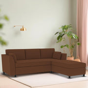Blustin RHS 4 Seater L Shape Sofa Set for Living Room (Brown Fabric) Premium Fabric Sofa