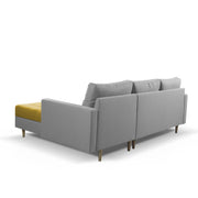 Ashton RHS 4 Seater L Shape Sofa Set with Center Table for Living Room (Yellow Grey Fabric) Premium Fabric Sofa