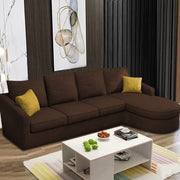Shrank Round Lounger L Shape 6 Seater Sofa Set for Living Room (Brown) Fabric Sofa | RHS