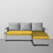 Asper RHS 4 Seater L Shape Sofa Set for Living Room (Yellow Grey Fabric) Premium Fabric Sofa