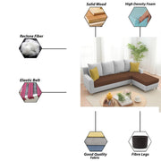 Jester 4 Seater Sofa Set with Center Table for Living Room (Brown Grey Colour) Premium Fabric Sofa