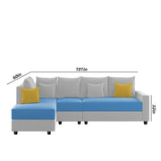 Inclair LHS 6 Seater L Shape Sofa Set for Living Room (Turquise Grey Fabric) Premium Fabric Sofa