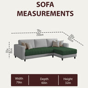 Oslo 4 Seater RHS L Shape Sofa Set for Living Room (Green Grey Fabric) Premium Fabric Sofa Set for Living Room