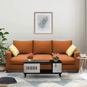 Rihan 3 Seater Sofa Set Living Room (Orange Fabric)
