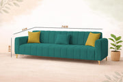 Velour Modern Velvet Sofa, Tufted Design Upholstered 3 Seater Sofa Set for Living Room, (Black Colour) Premium Velvet Fabric Sofa