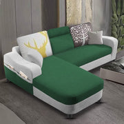Amanda LHS 4 Seater L Shape,Sofa Set for Living Room (Green Grey Fabric)