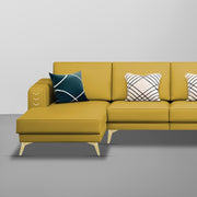 Falco LHS 6 Seater L Shape Sofa Set for Living Room (Yellow Fabric) Premium Fabric Sofa