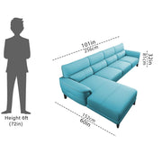 Janifer LHS 6 Seater L Shape Sofa Set for Living Room (Turquise Colour) Premium Fabric Sofa Set