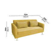 Deren 3 Seater Sofa Set for Living Room (Yellow Colour) Premium Fabric Sofa
