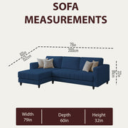 Oslo 4 Seater LHS L Shape Sofa Set for Living Room (Blue Fabric) Premium Fabric Sofa Set for Living Room