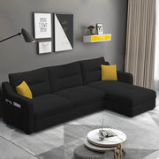 Casaliving Montario 4 Seater L Shape Sofa Set for Living Room (Black Fabric) Right Side Sofa