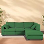 Dorian RHS 4 Seater L Shape Sofa Set for Living Room (Green Fabric) Premium Fabric Sofa