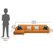 Falco LHS 6 Seater L Shape Sofa Set for Living Room (Orange Fabric) Premium Fabric Sofa