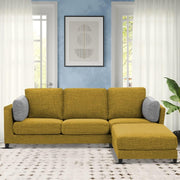 Nairo 4 Seater Interchangeable L Shape Sofa with Ottoman for Living Room (Yellow Fabric) Premium Fabric Sofa