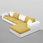 Badger RHS 8 Seater L Shape Sofa Set with Center Table for Living Room (Grey Fabric) Premium Fabric Sofa