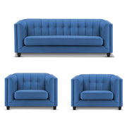 Casaliving Sinclair 3+1+1 Seater Sofa Set for Living Room (Blue Black Colour) Premium Fabric Sofa