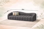 Ariana Modern Premium Boucle Fabric Sofa, Upholstered 3 Seater Sofa Set for Living Room, (Black Colour) Premium Boucle Fabric Sofa