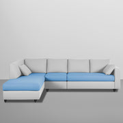 Dorian LHS 6 Seater L Shape Sofa Set for Living Room (Turquise Grey Fabric) Premium Fabric Sofa