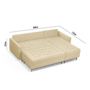 Ashton RHS 4 Seater L Shape Sofa Set with Center Table for Living Room (Cream Fabric) Premium Fabric Sofa